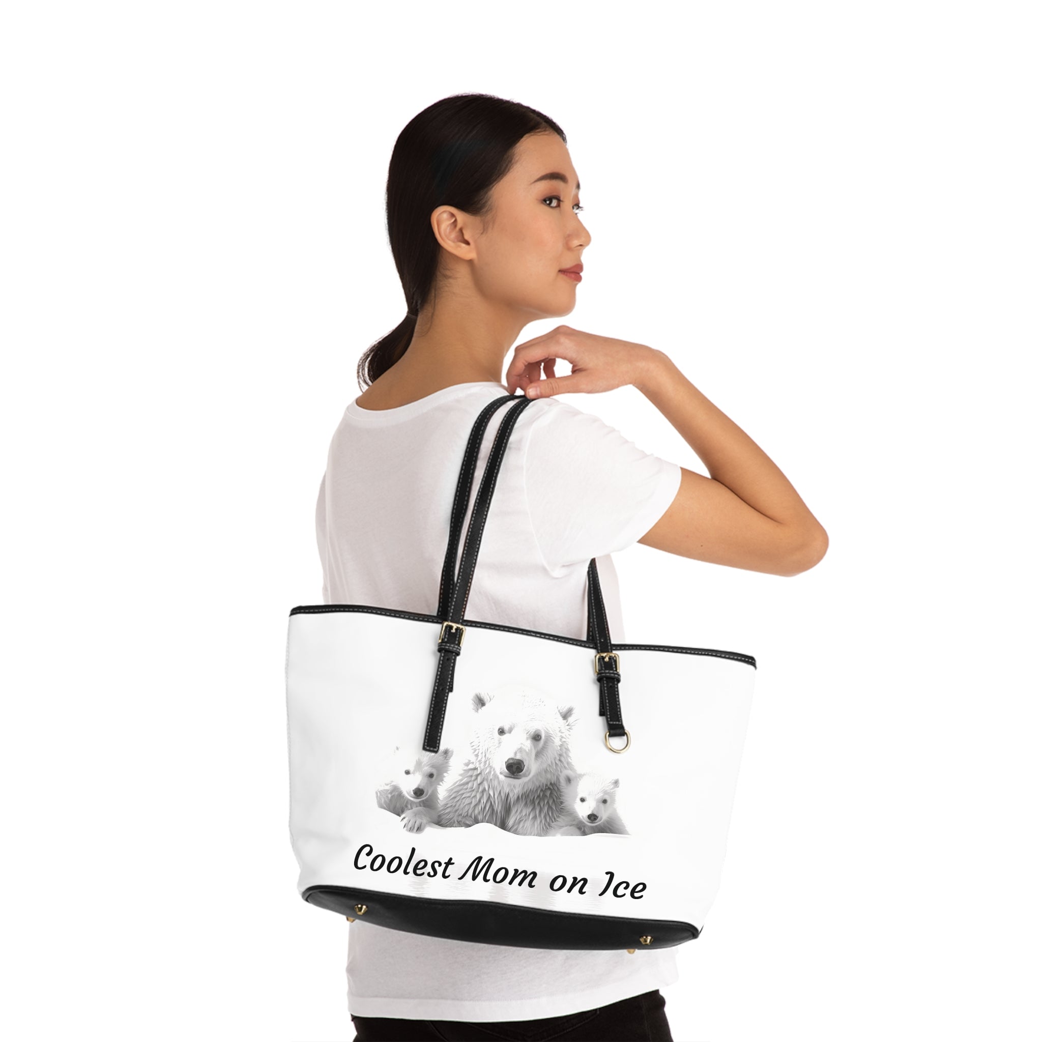 Coolest Mom on Ice PU Leather Shoulder Bag - Stylish Tote for Animal Lovers