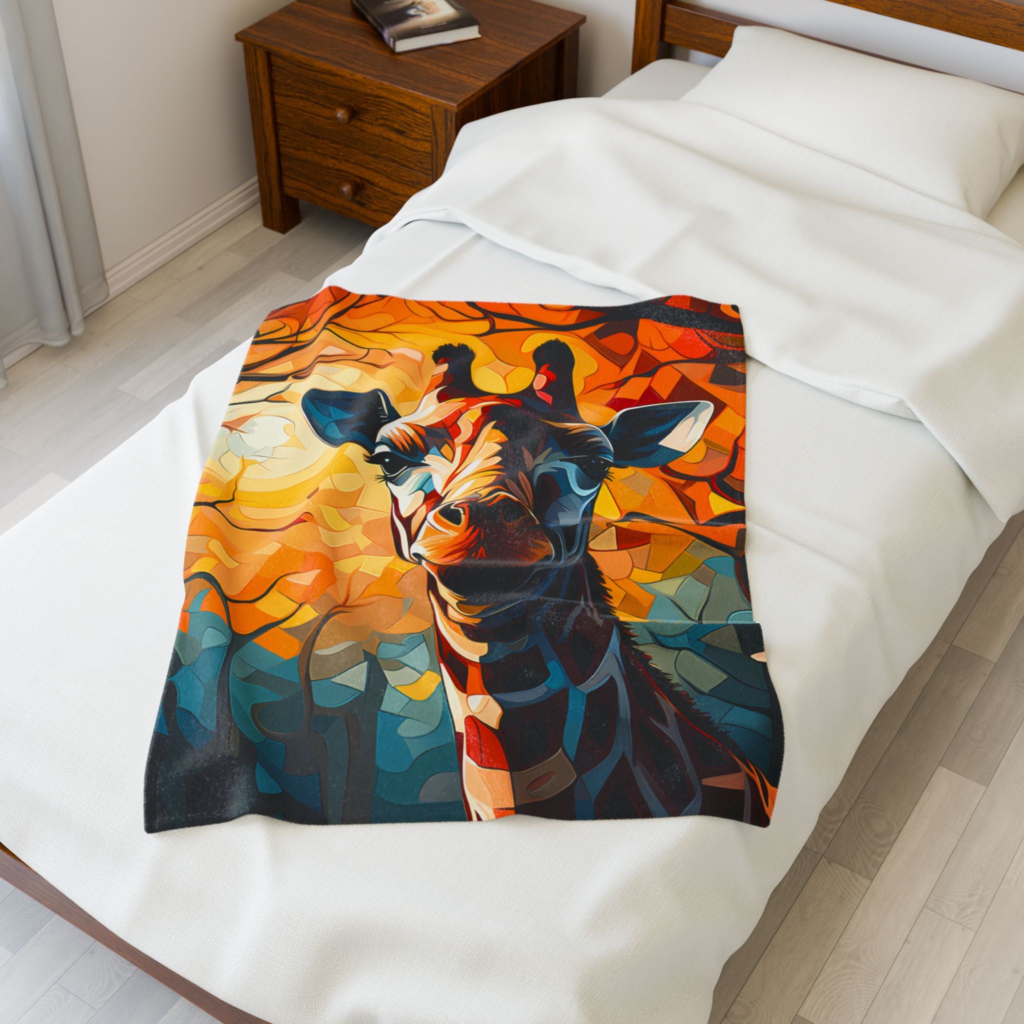 Morning George giraffe velveteen plush blanket