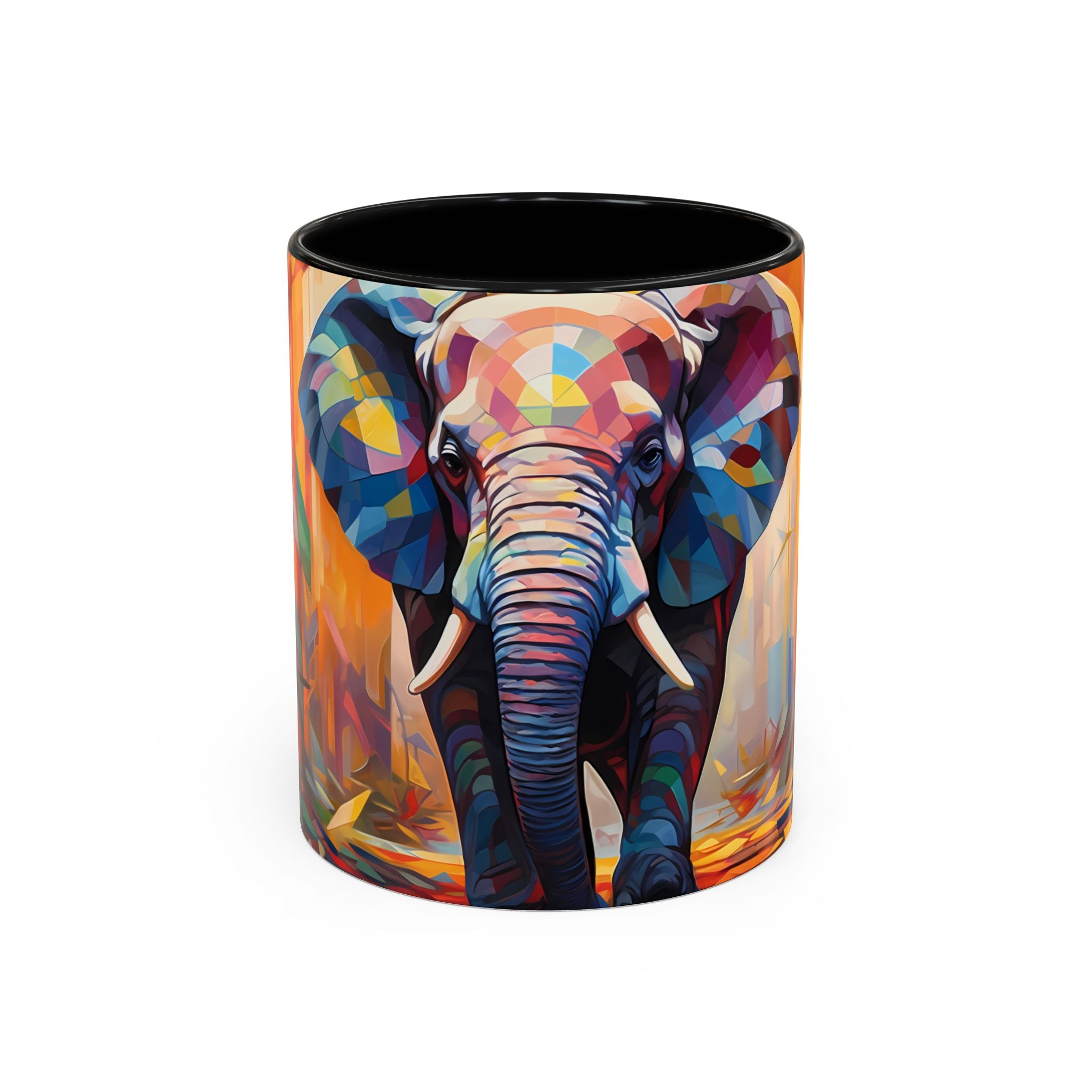 Vibrant African Elephant Ceramic Mug – Colorful Animal Print