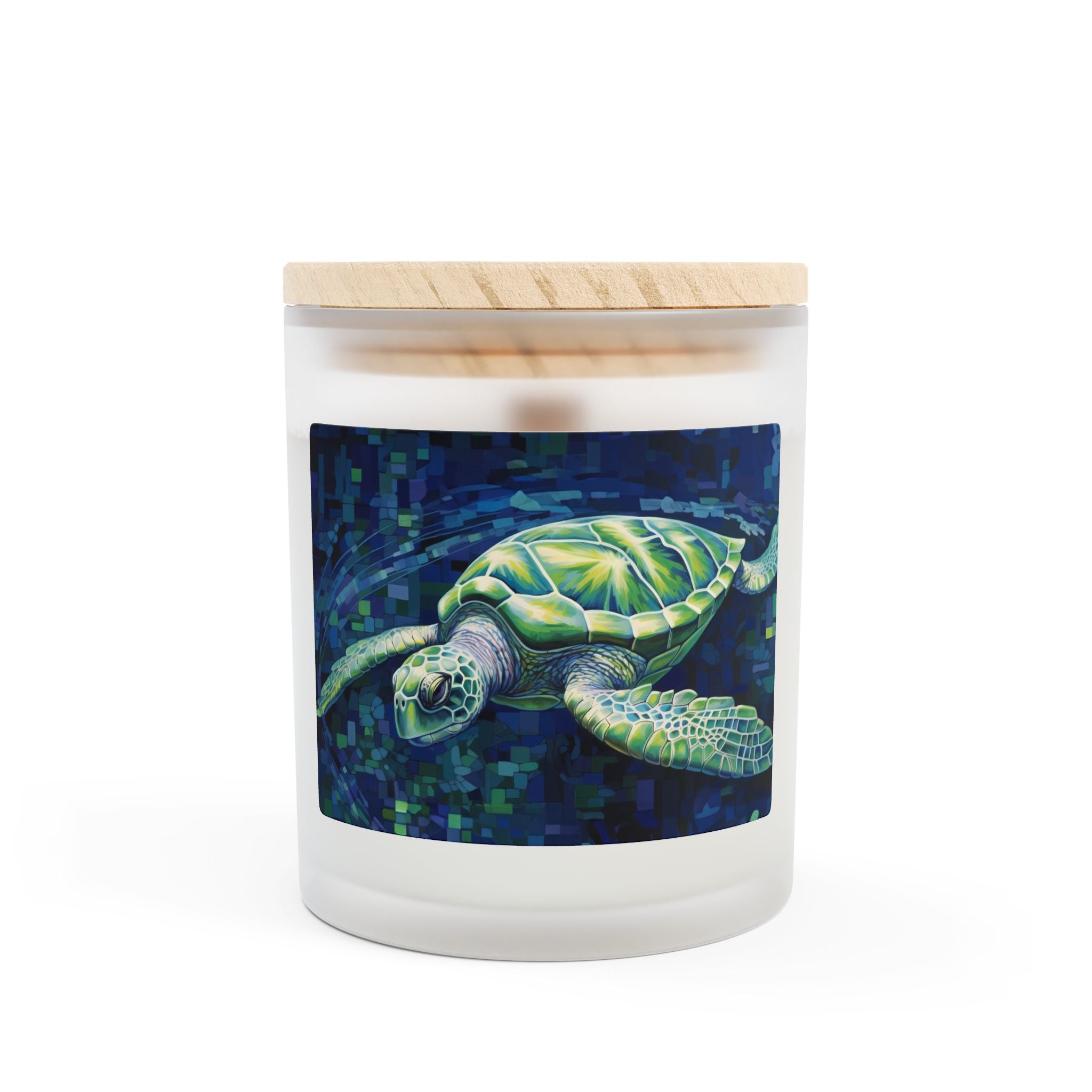 Giant sea turtle 11oz frosted glass candle, ocean decor gift