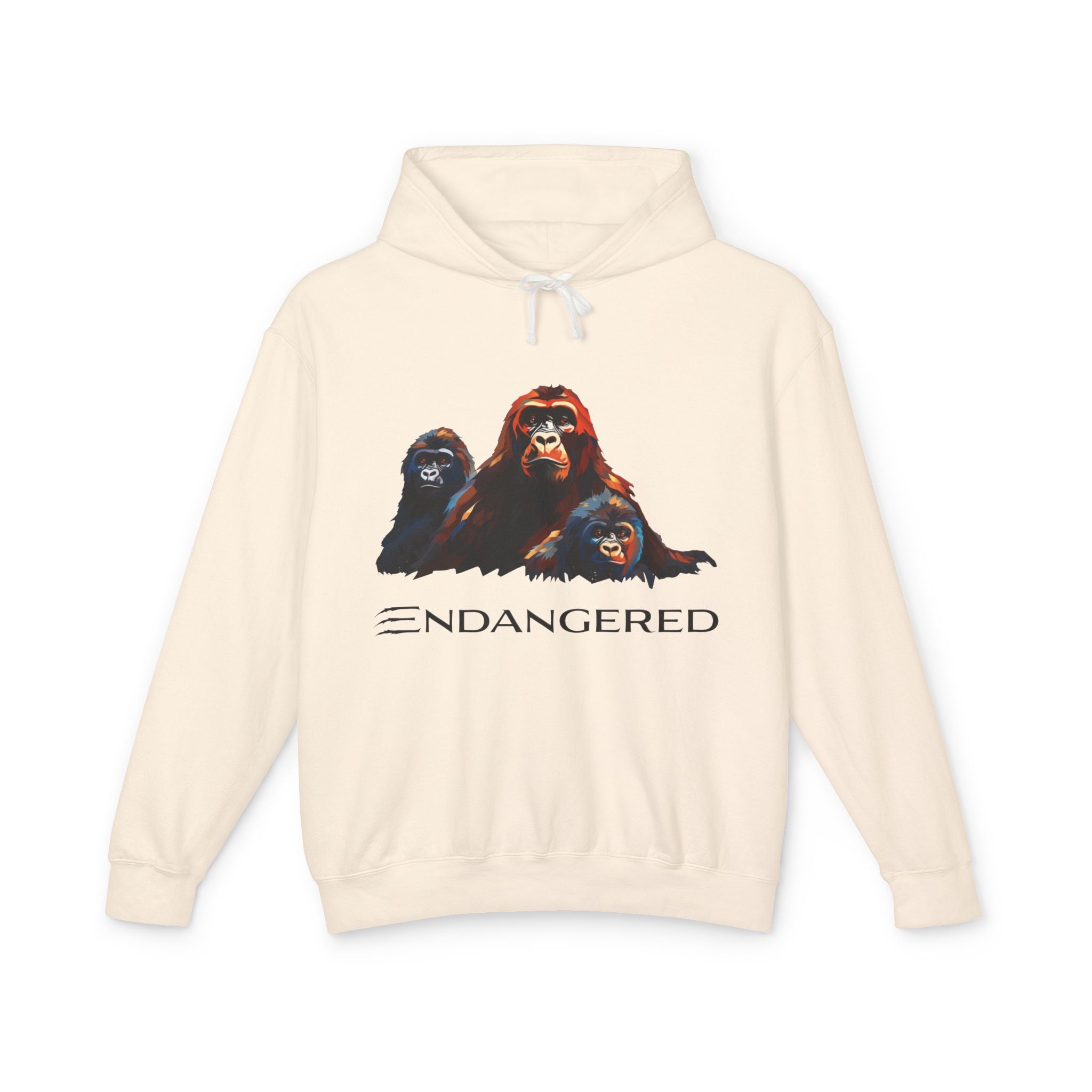 Gorilla Trio - Unisex Lightweight Hooded Sweatshirt - Eco-Friendly Animal Art
