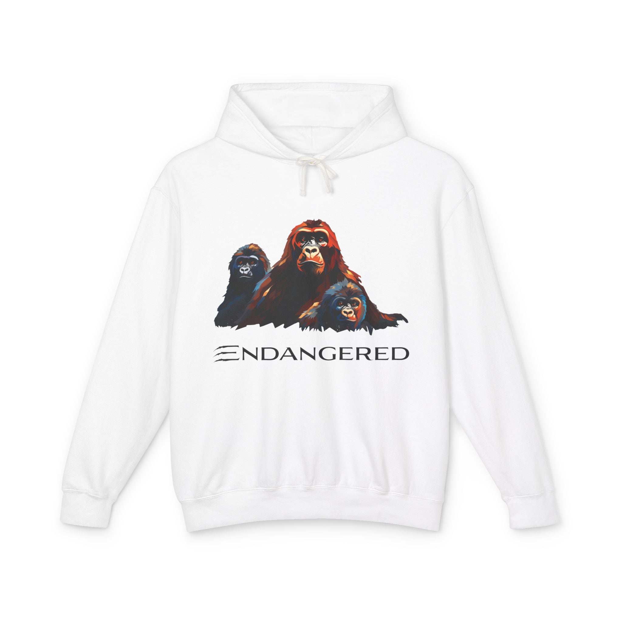 Gorilla Trio - Unisex Lightweight Hooded Sweatshirt - Eco-Friendly Animal Art