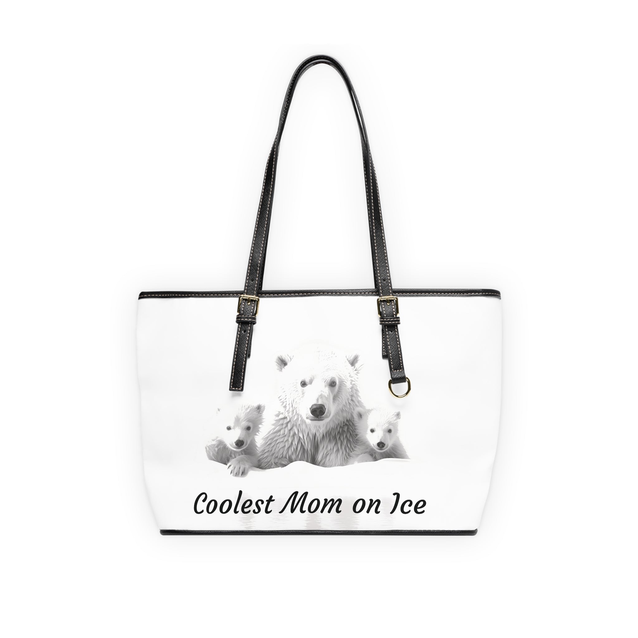 Coolest Mom on Ice PU Leather Shoulder Bag - Stylish Tote for Animal Lovers