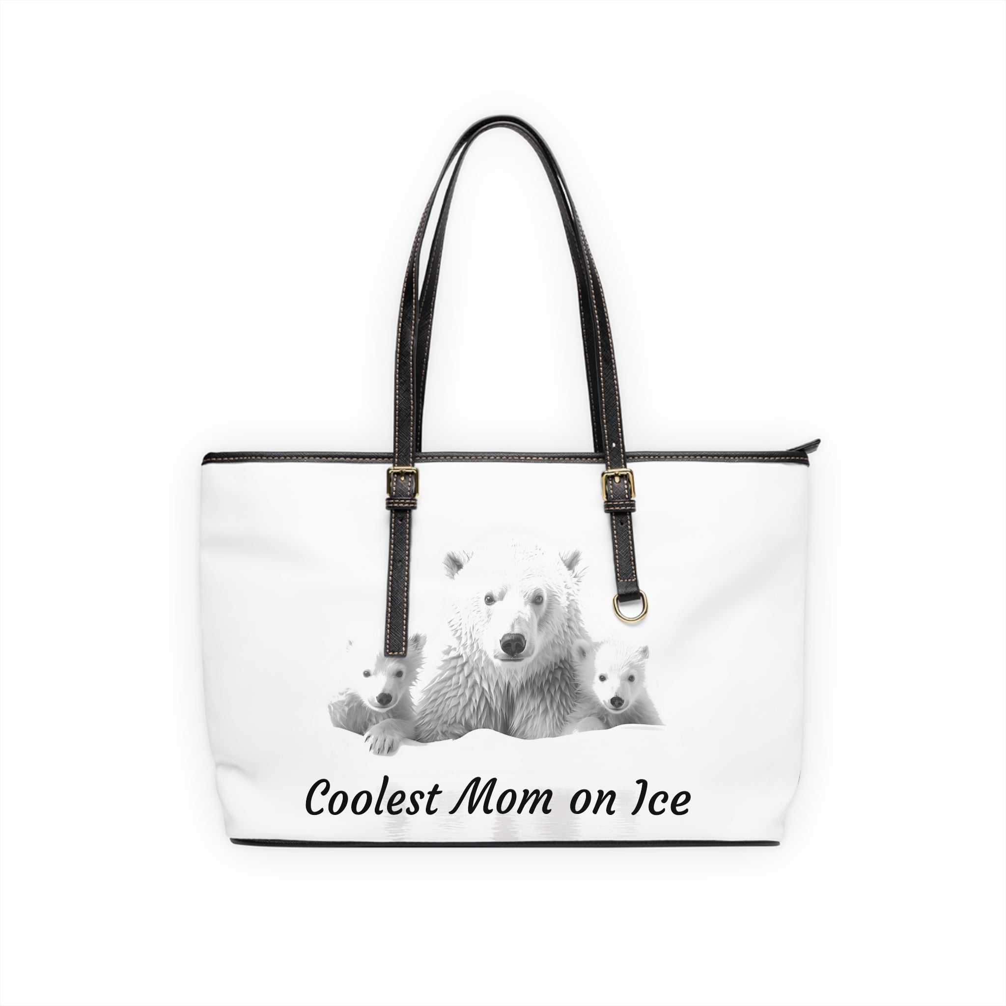 Coolest Mom on Ice PU Leather Shoulder Bag - Stylish Tote for Animal Lovers