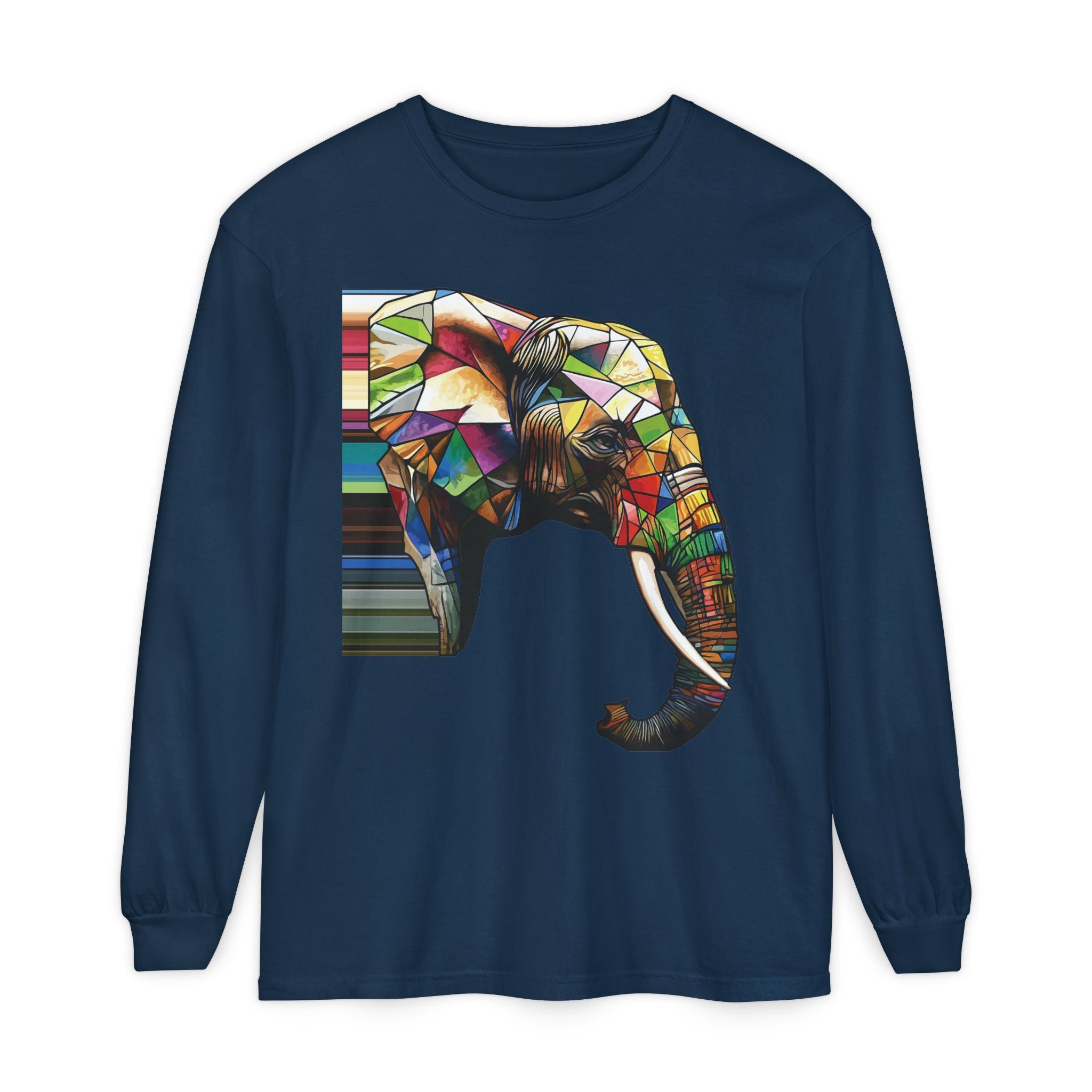 Colorful Elephant Long Sleeve T-Shirt, Boho Shirt, Unisex Gift, Animal Lover Tee, Eco-Friendly Apparel
