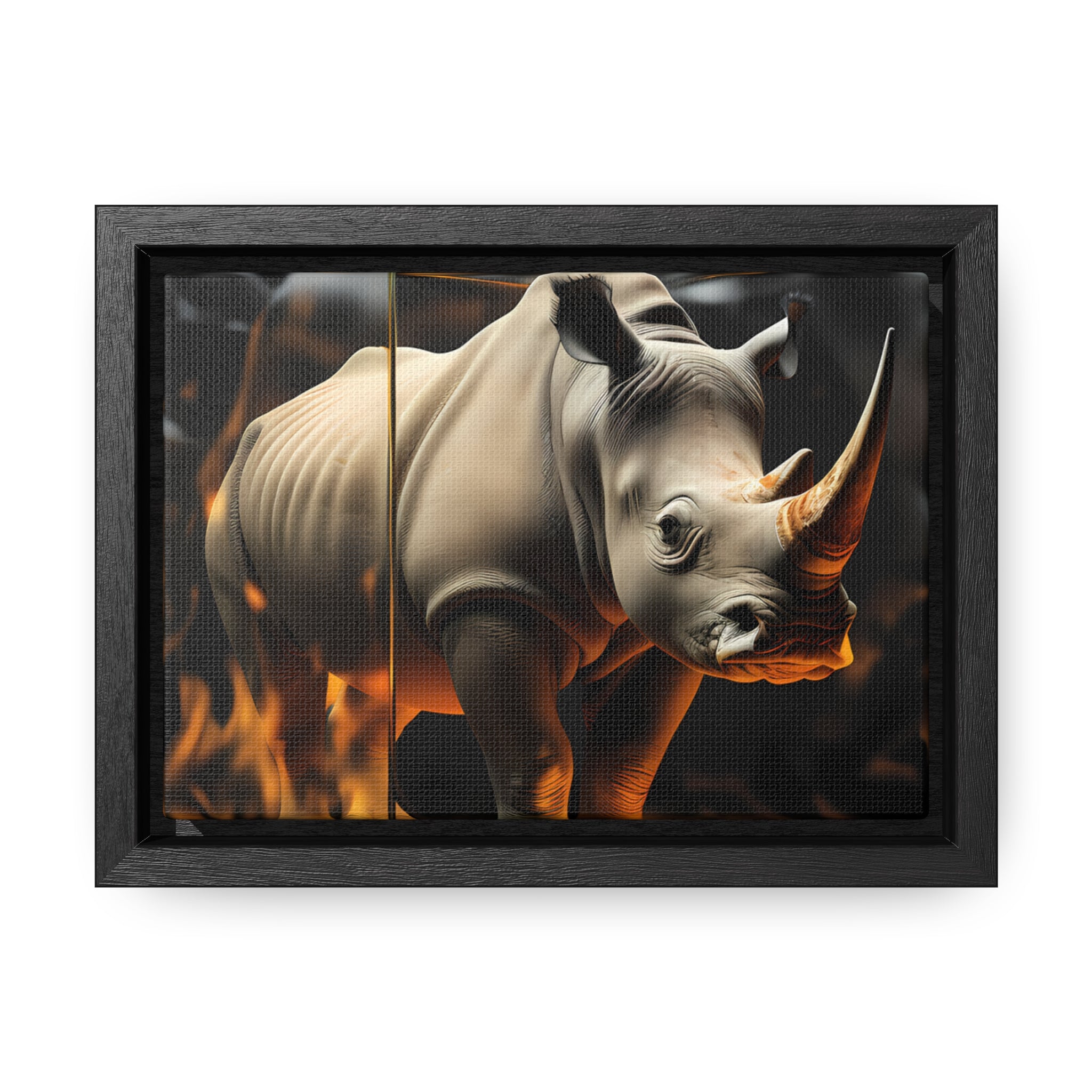 Frozen Flames: Stylized Rhino in Ice and Fire (Giclée)