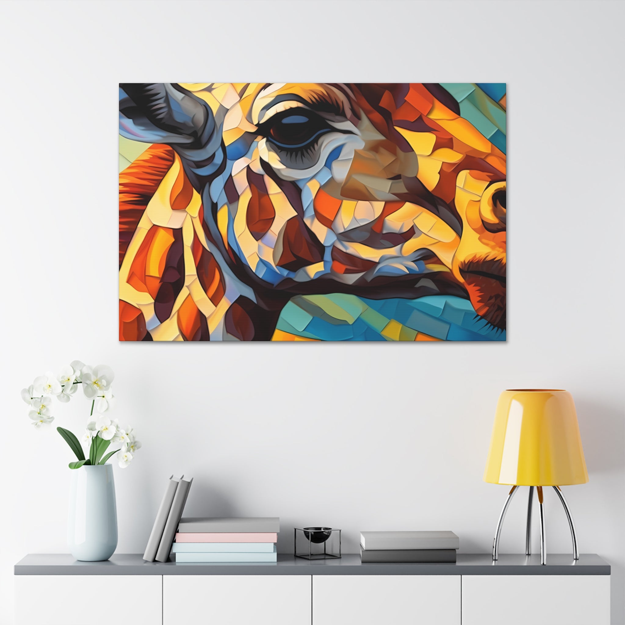 Illuminated Majesty: Stained Glass Giraffe Giclée