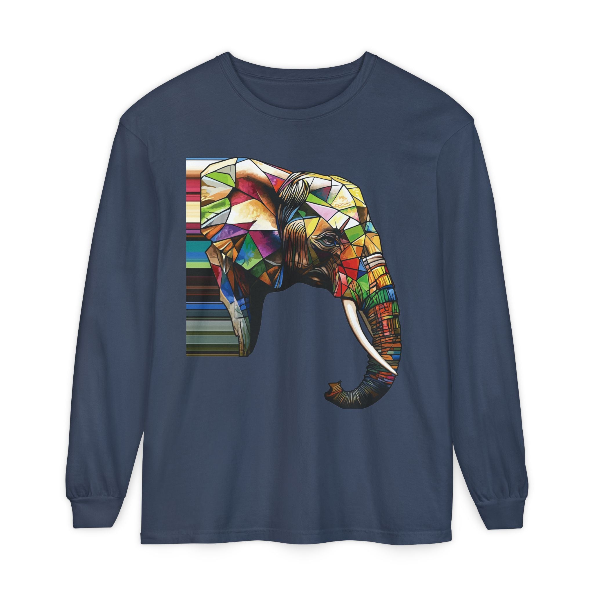 Colorful Elephant Long Sleeve T-Shirt, Boho Shirt, Unisex Gift, Animal Lover Tee, Eco-Friendly Apparel