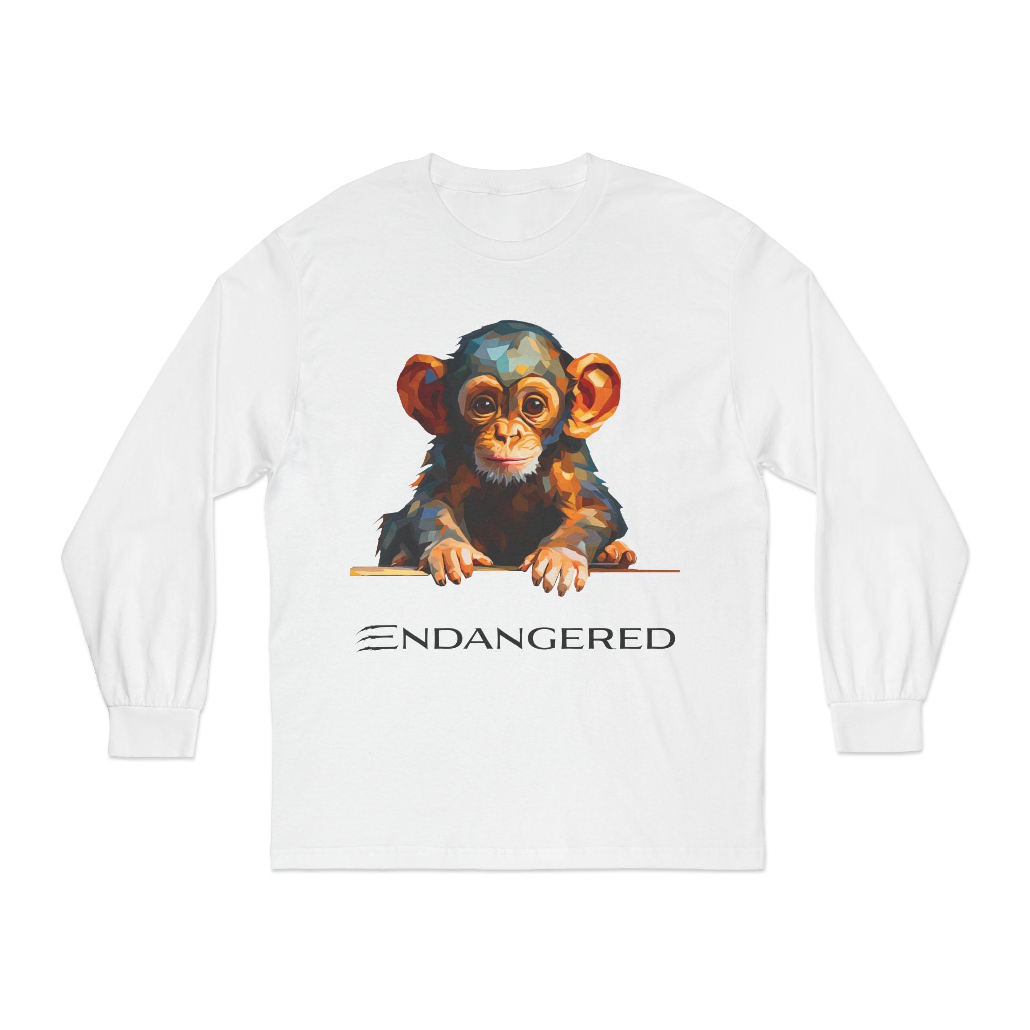 Endangered Species Unisex Long Sleeve T-Shirt - Cute Chimpanzee Design