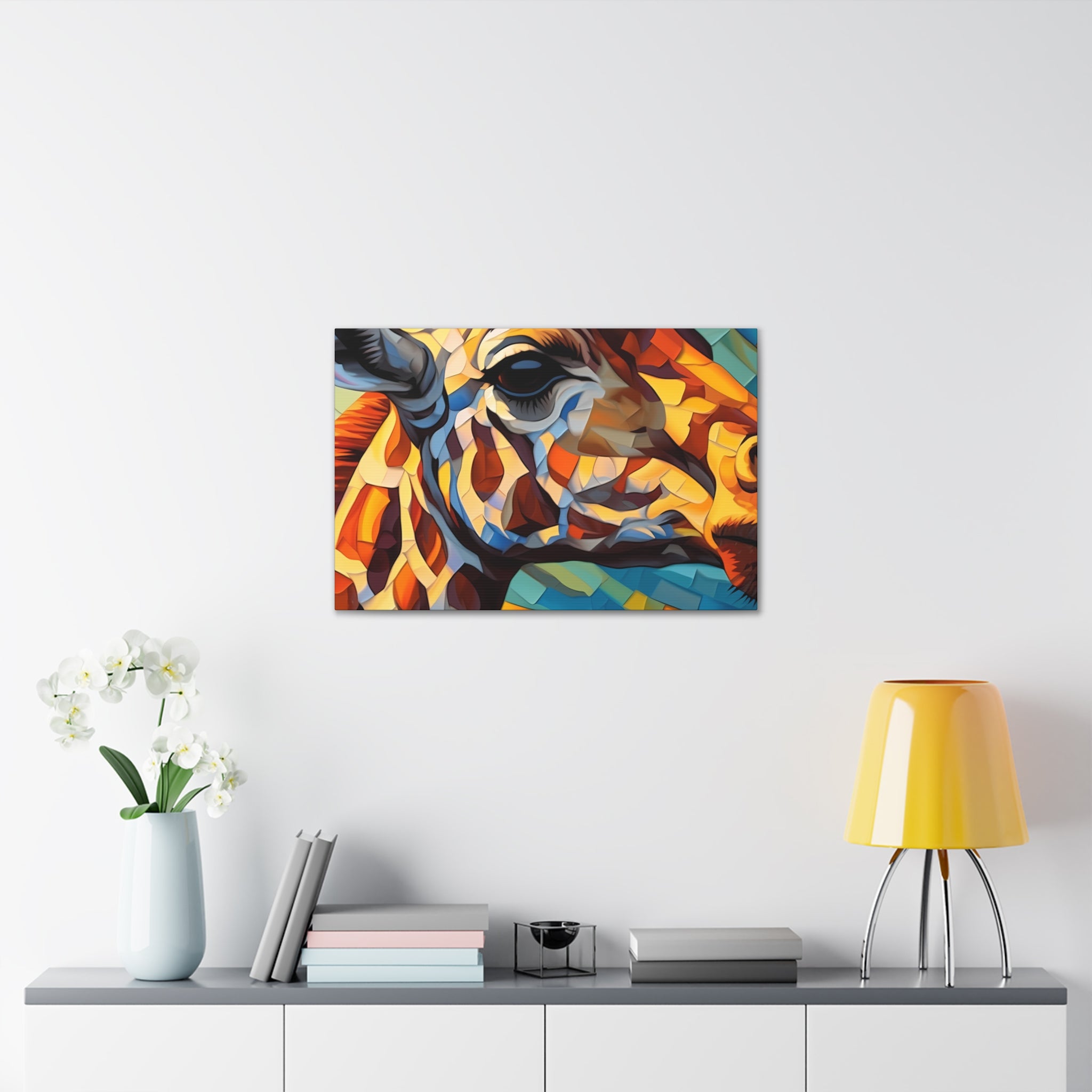 Illuminated Majesty: Stained Glass Giraffe Giclée