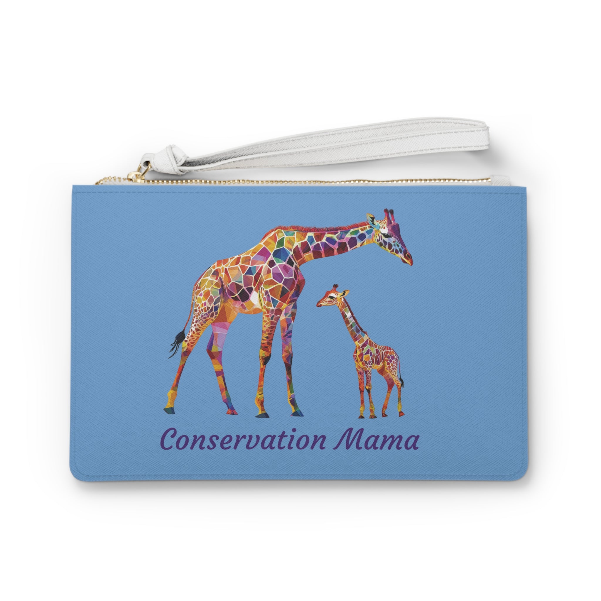 “Conservation Mama” Giraffe Print Clutch - Perfect Gift for Moms, Love & Animal Lovers