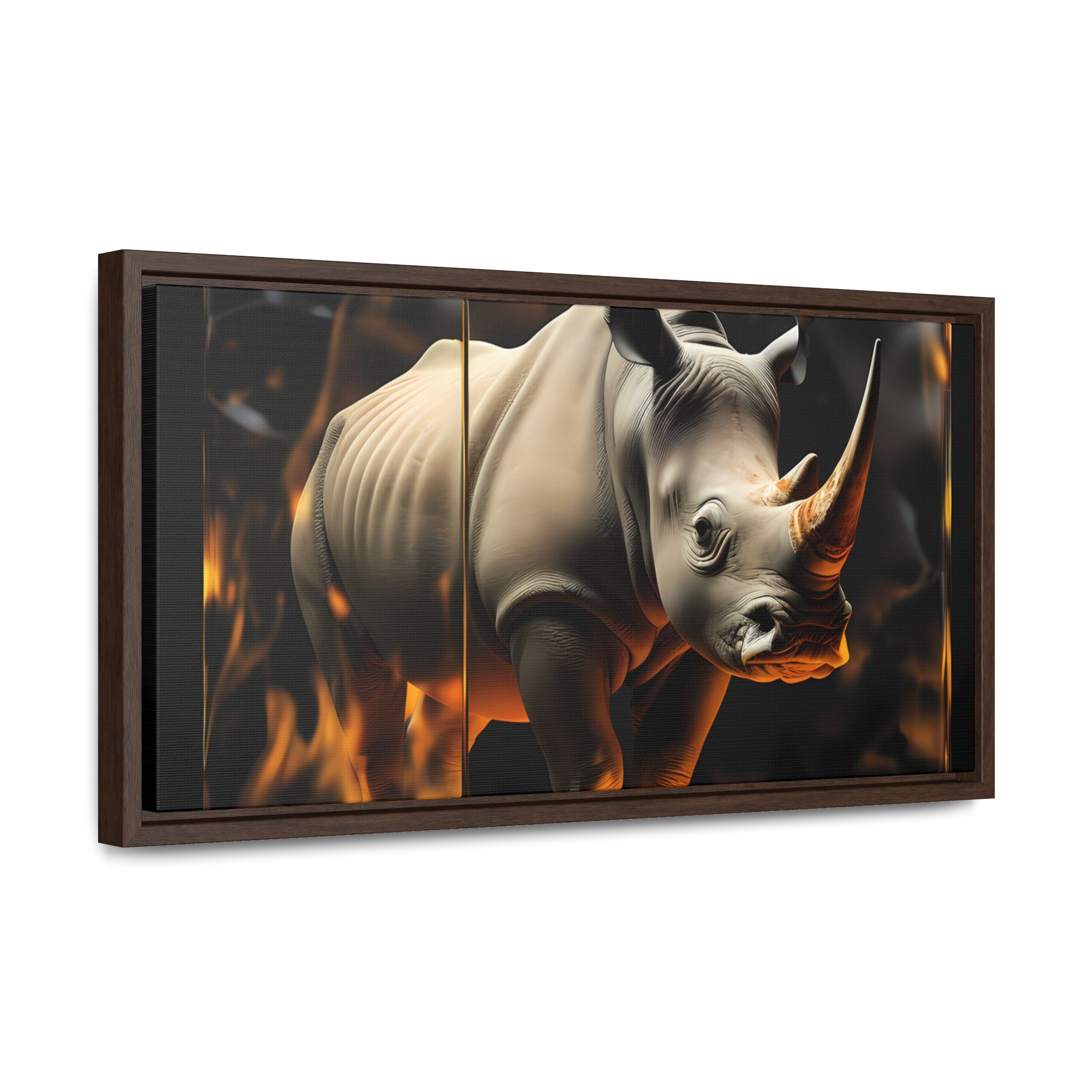 Frozen Flames: Stylized Rhino in Ice and Fire (Giclée)