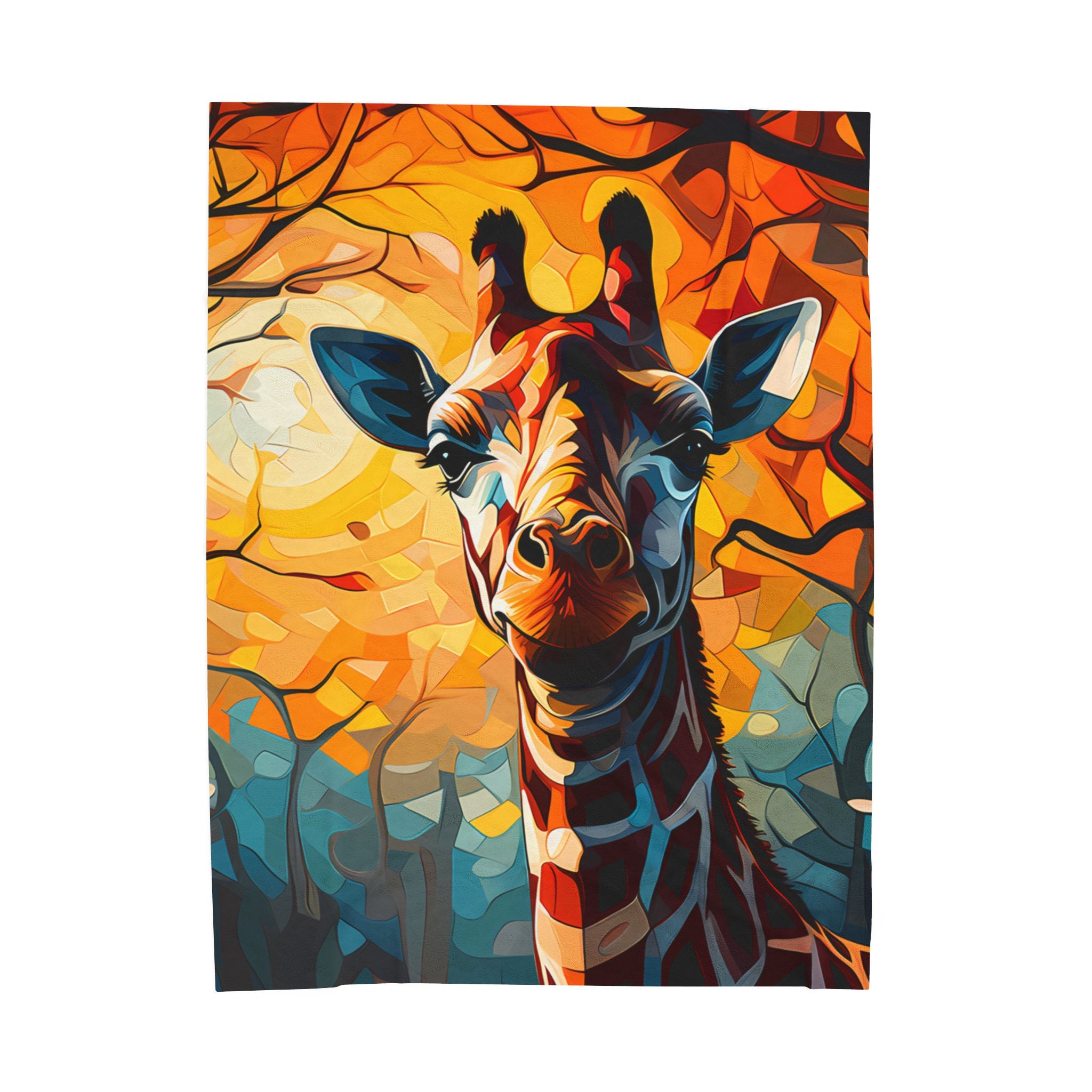 Velveteen Plush Blanket - Morning George, the endangered giraffe, Gift for Animal Lovers, Cozy Wildlife Throw, Safari Home Decor, Cute