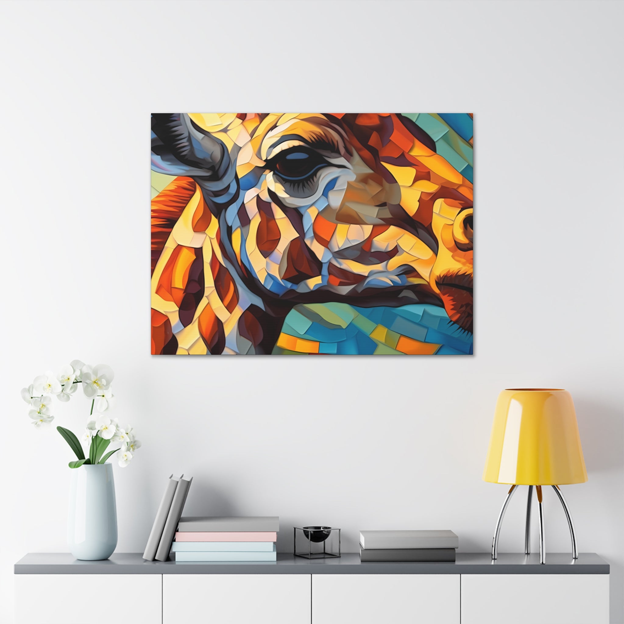 Illuminated Majesty: Stained Glass Giraffe Giclée