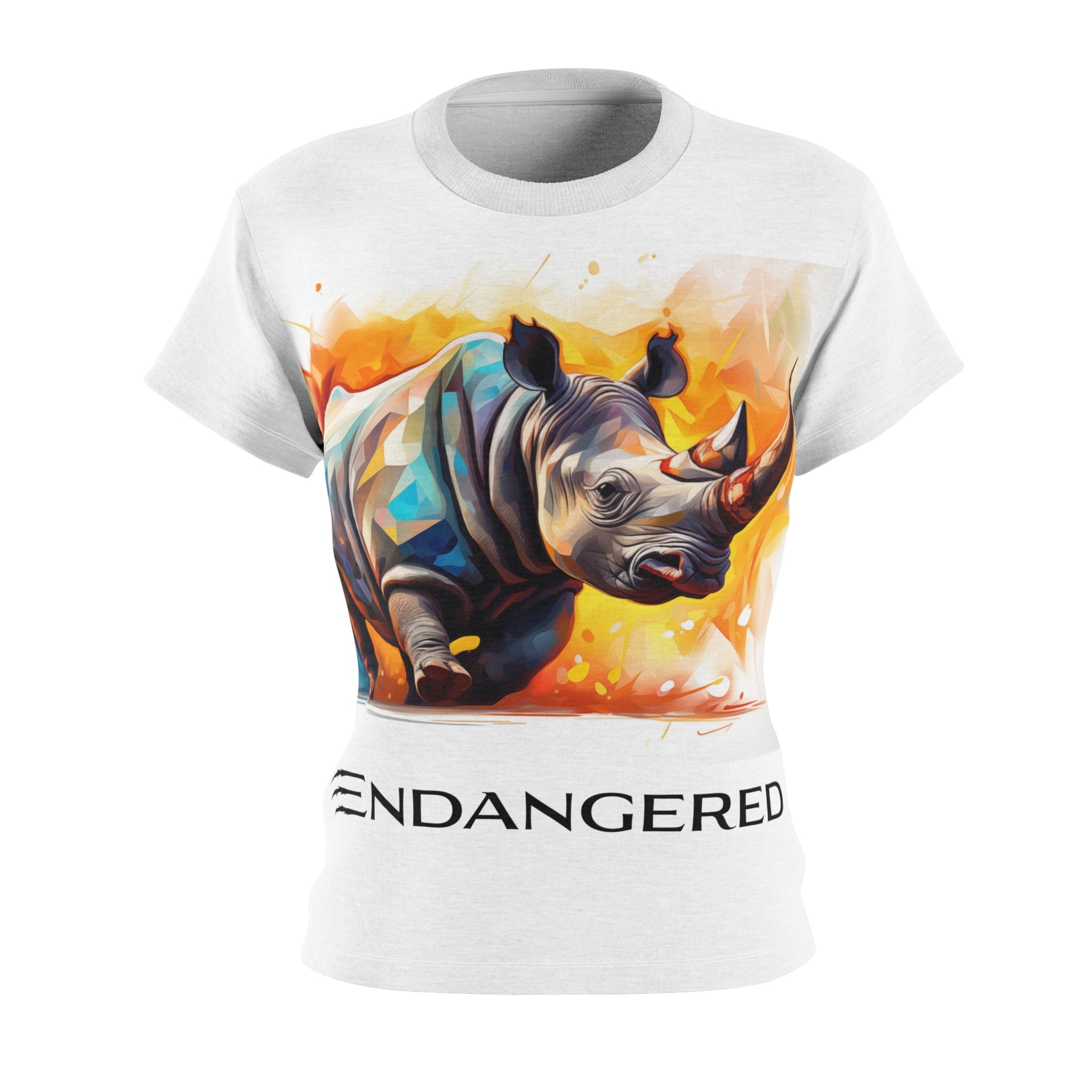 Endangered Rhino Women's Cut & Sew Tee - Eco-Friendly Animal Graphic T-Shirt