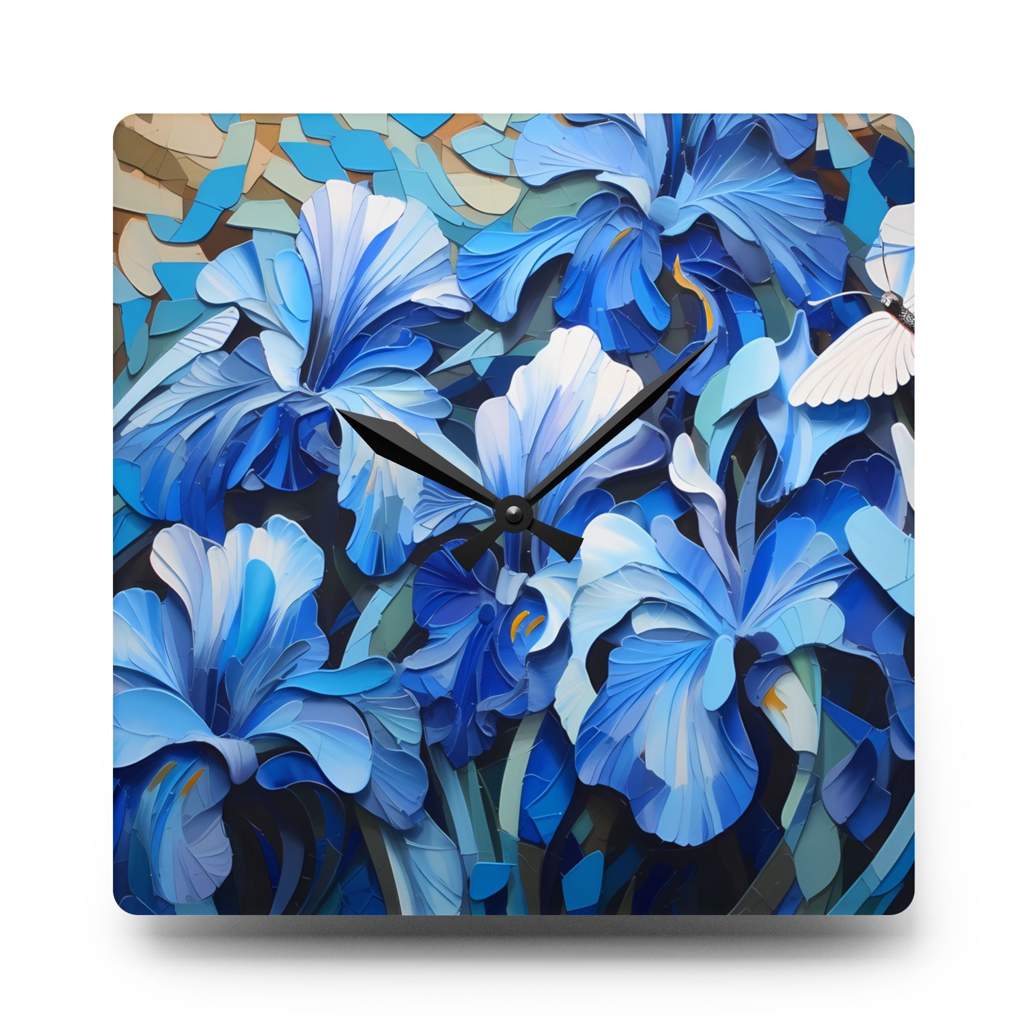 Timelessly Blue: A Floral Symphony on your Wall! (Acrylic Wall Clock)