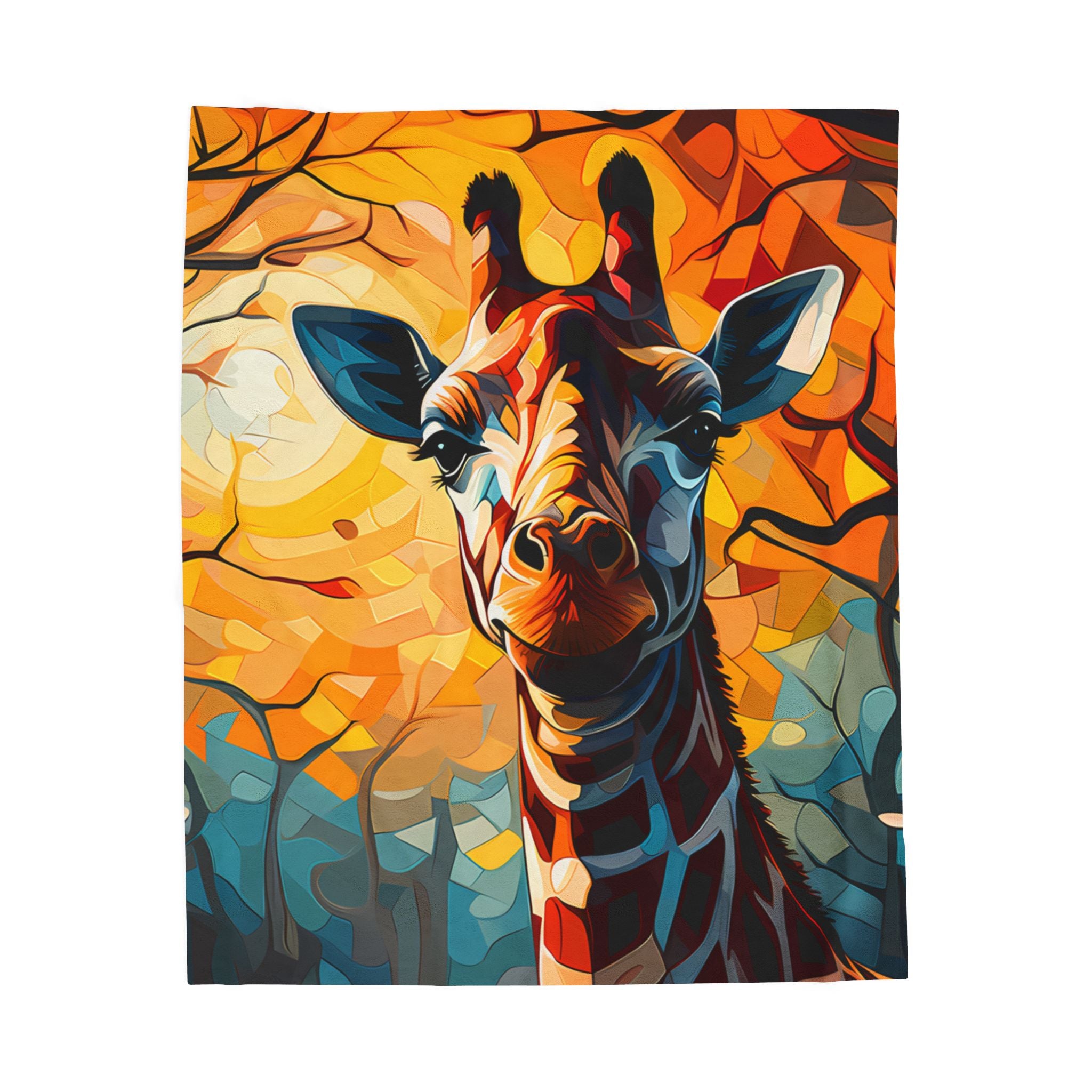 Velveteen Plush Blanket - Morning George, the endangered giraffe, Gift for Animal Lovers, Cozy Wildlife Throw, Safari Home Decor, Cute