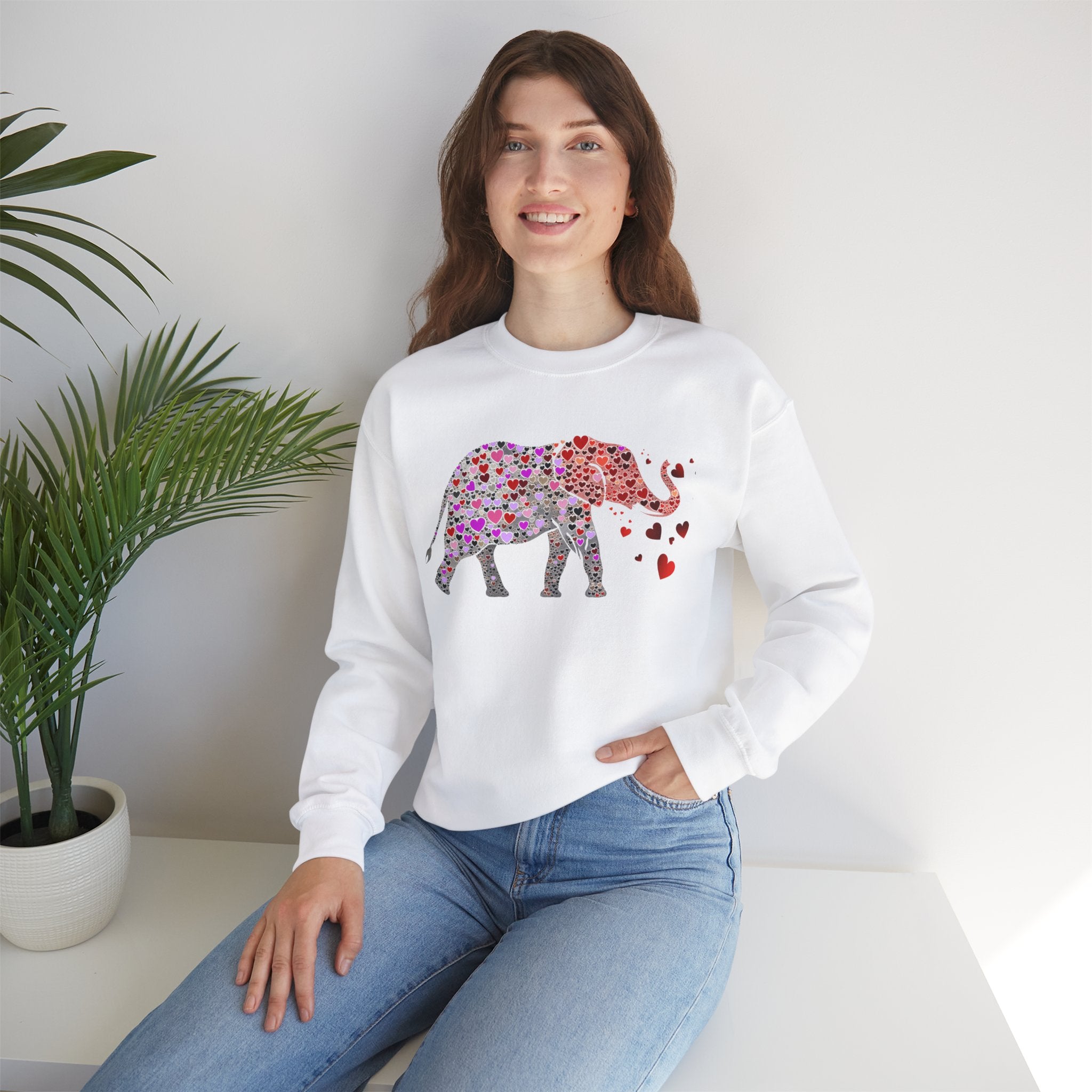 Love Our Elephants Sweatshirt – Unisex Heavy Blend™ Crewneck, Endangered Awareness Design