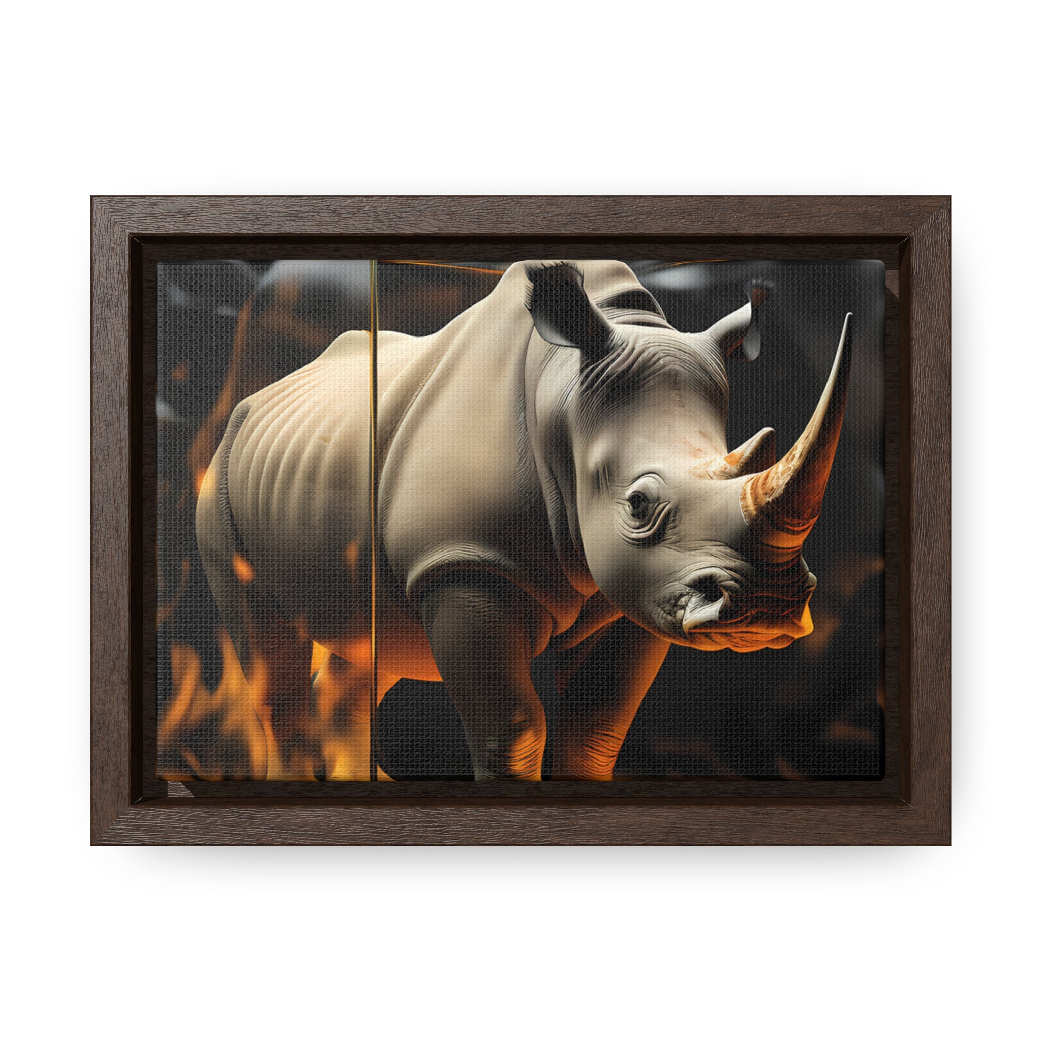 Frozen Flames: Stylized Rhino in Ice and Fire (Giclée)