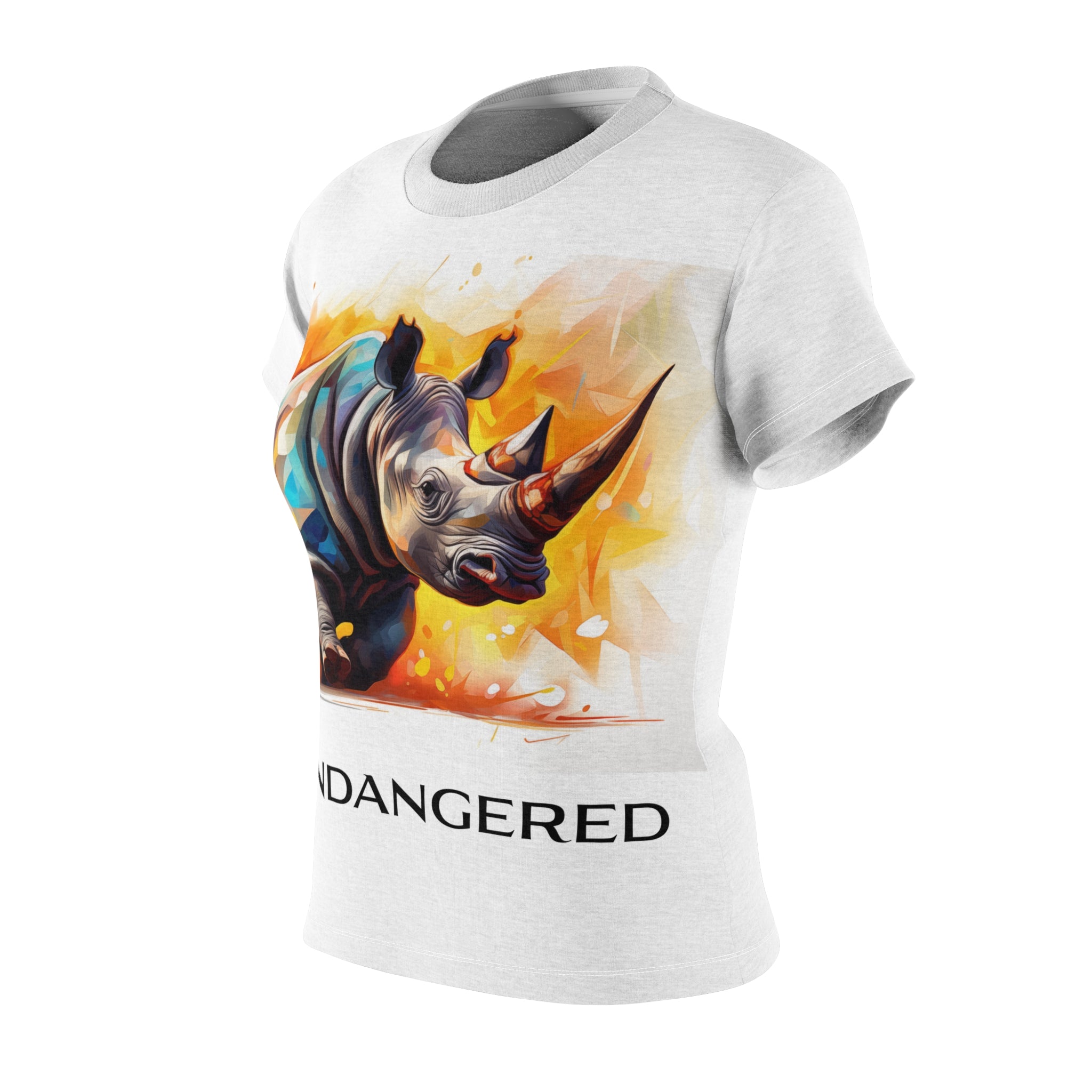 Endangered Rhino Women's Cut & Sew Tee - Eco-Friendly Animal Graphic T-Shirt