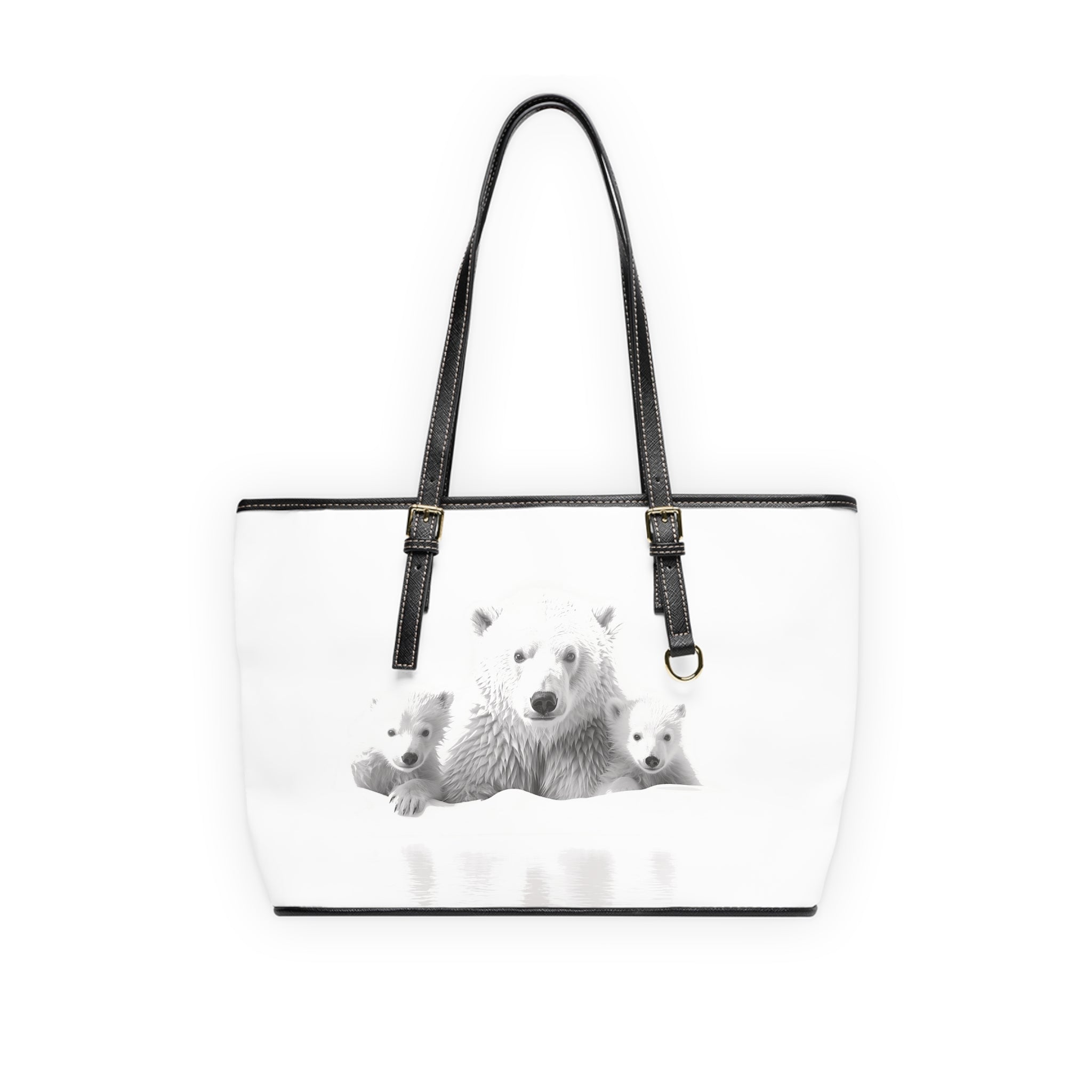 Coolest Family on Ice PU Leather Shoulder Bag - Stylish Tote for Animal Lovers