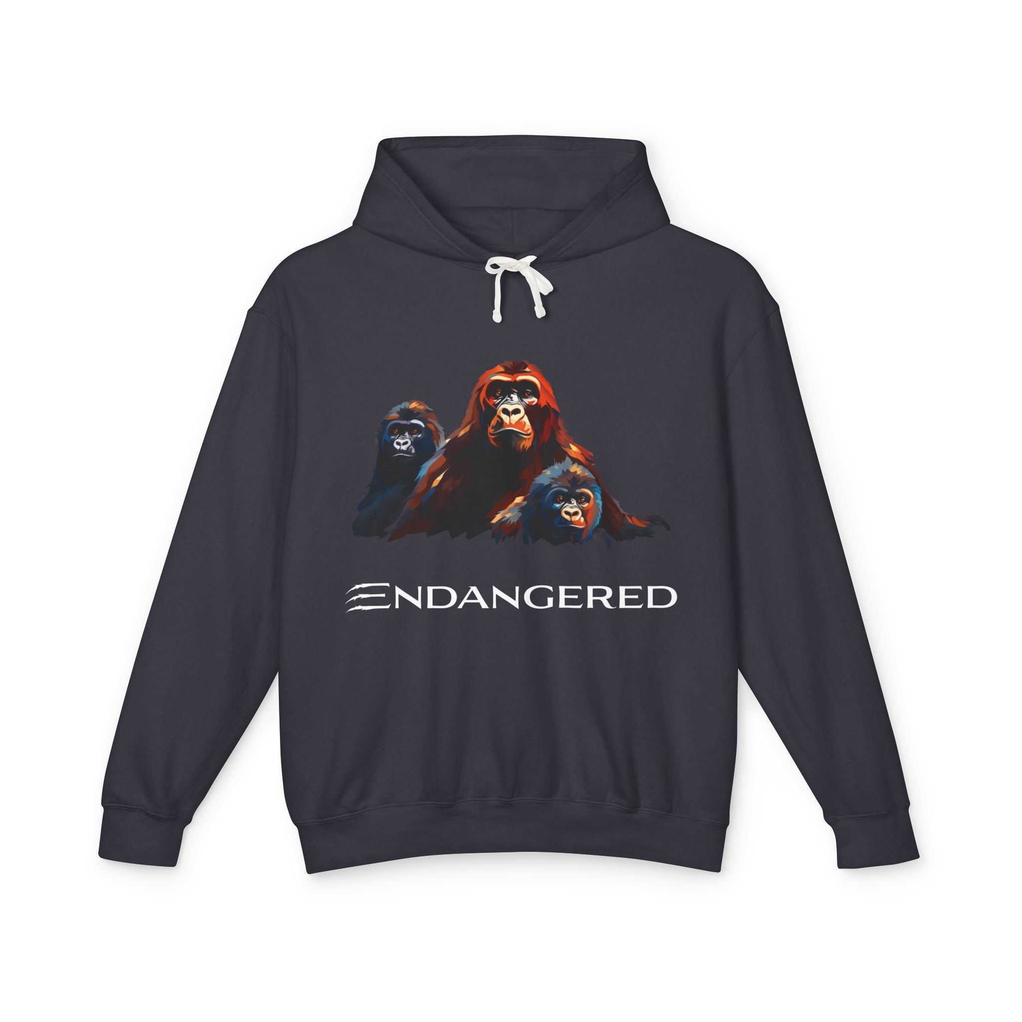 Gorilla Trio - Unisex Lightweight Hooded Sweatshirt - Eco-Friendly Animal Art