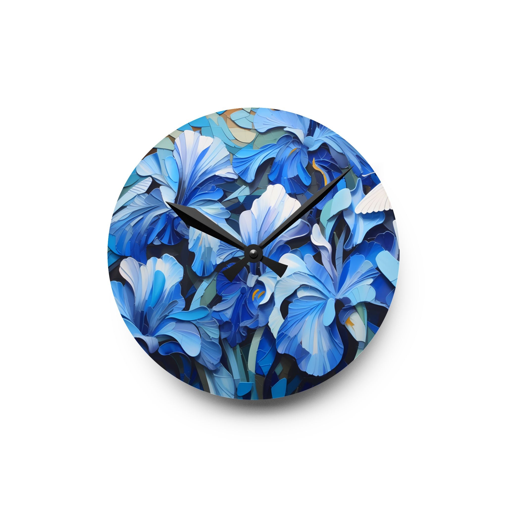 Timelessly Blue: A Floral Symphony on your Wall! (Acrylic Wall Clock)