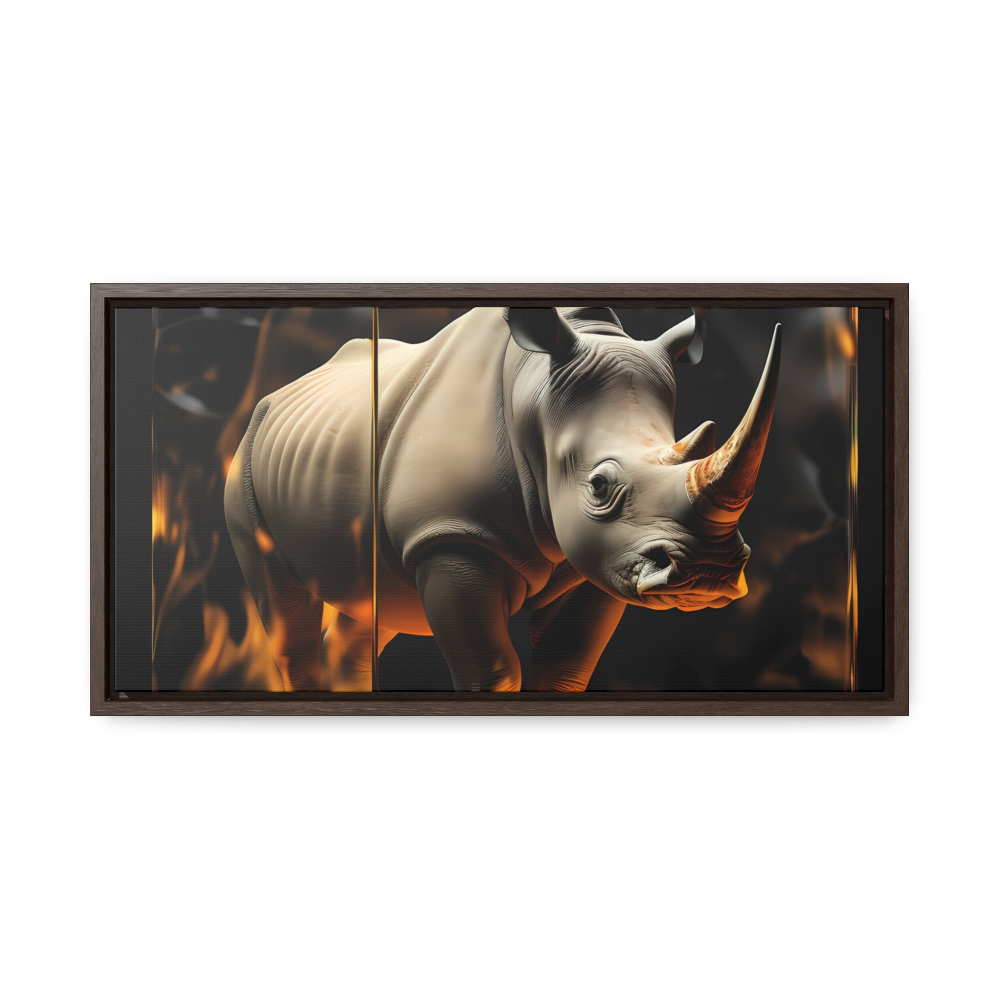 Frozen Flames: Stylized Rhino in Ice and Fire (Giclée)