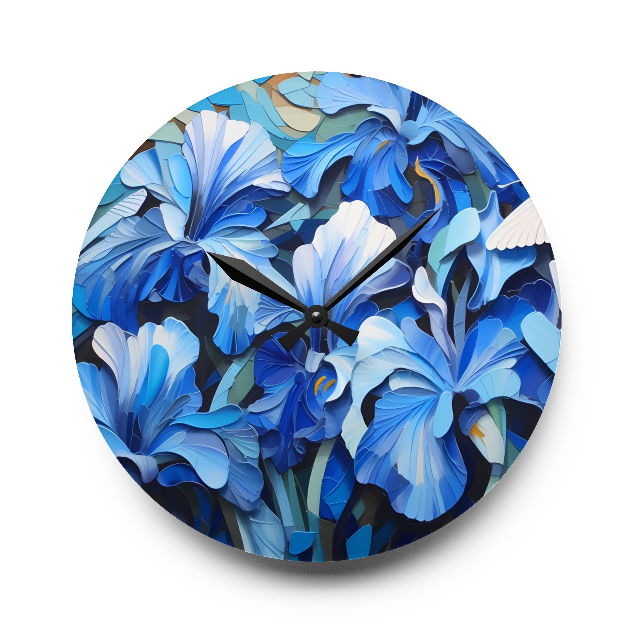 Timelessly Blue: A Floral Symphony on your Wall! (Acrylic Wall Clock)