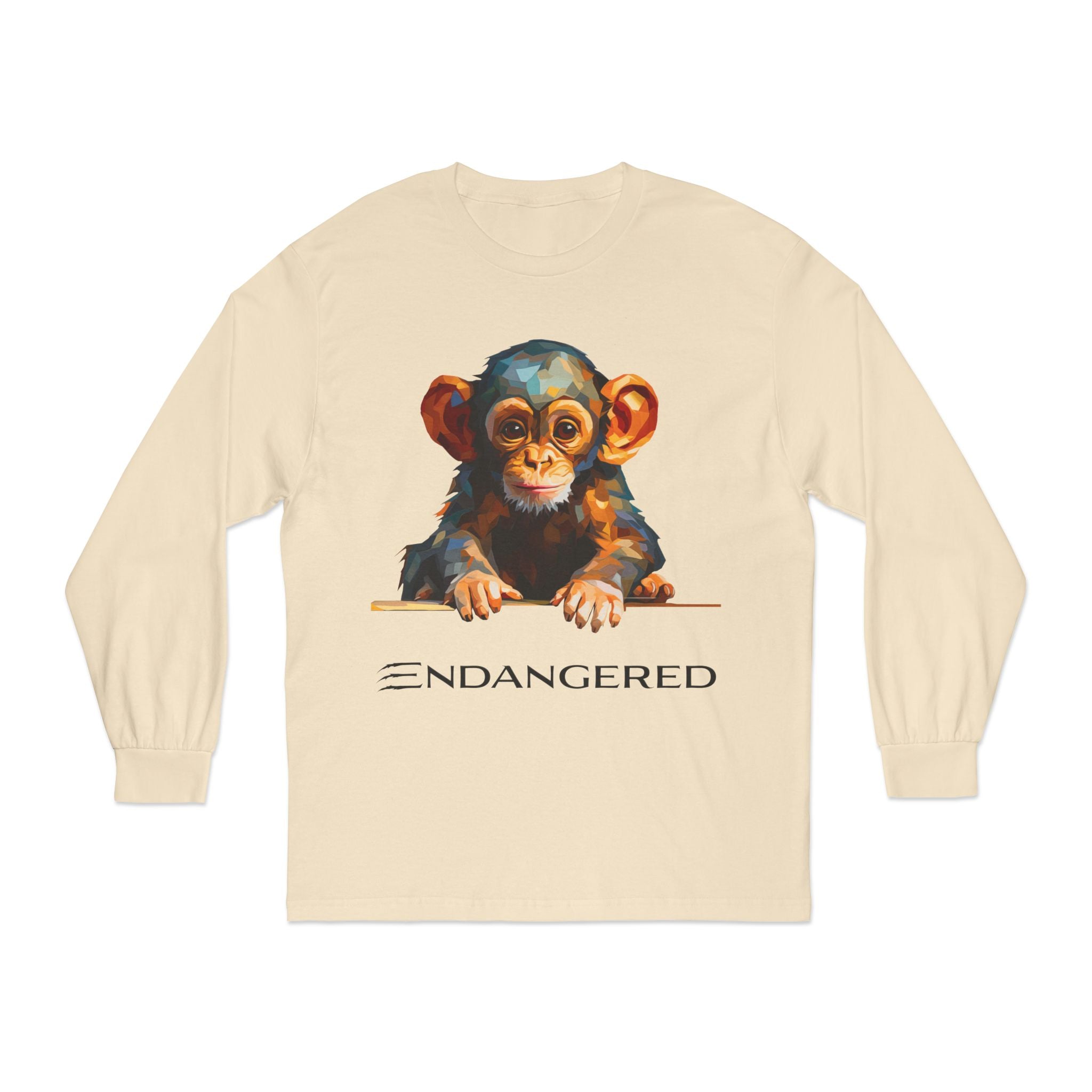 Endangered Species Unisex Long Sleeve T-Shirt - Cute Chimpanzee Design