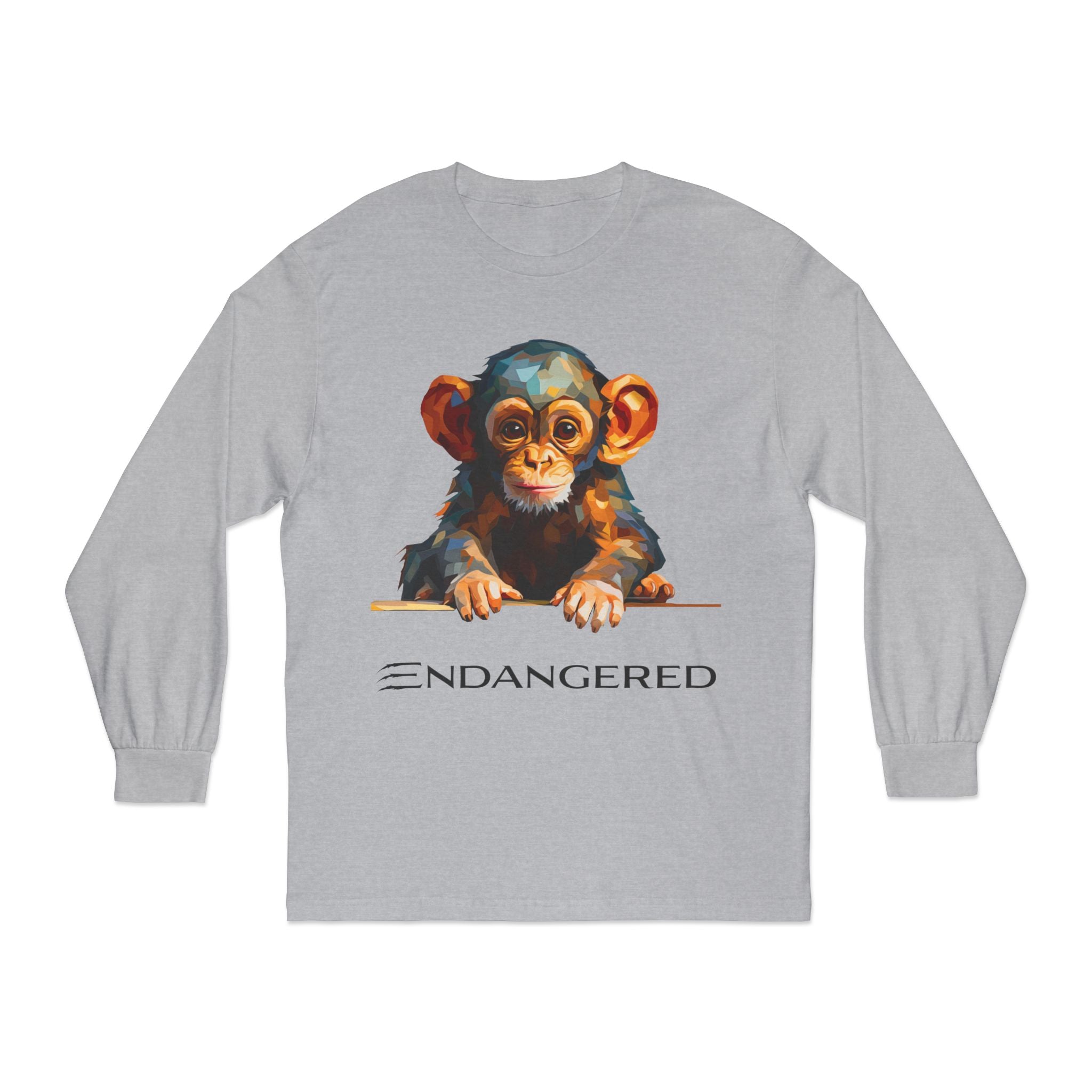 Endangered Species Unisex Long Sleeve T-Shirt - Cute Chimpanzee Design
