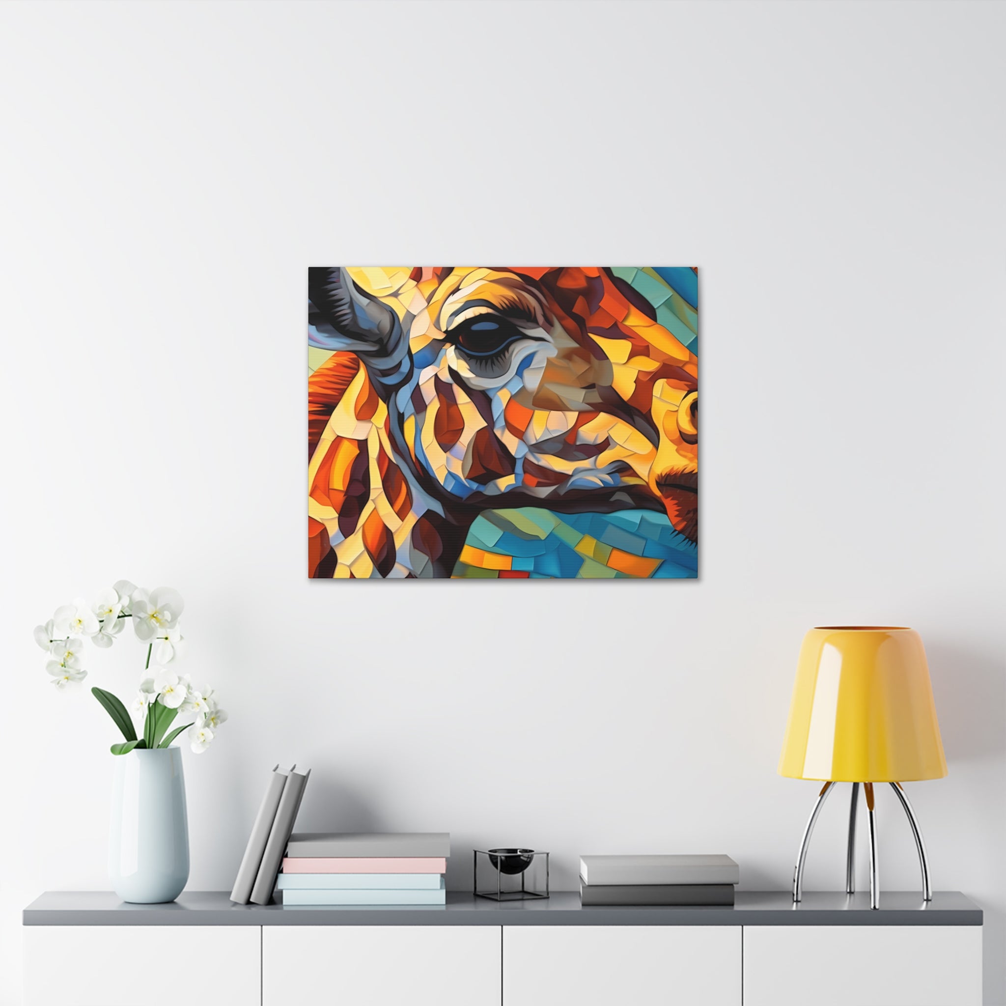 Illuminated Majesty: Stained Glass Giraffe Giclée